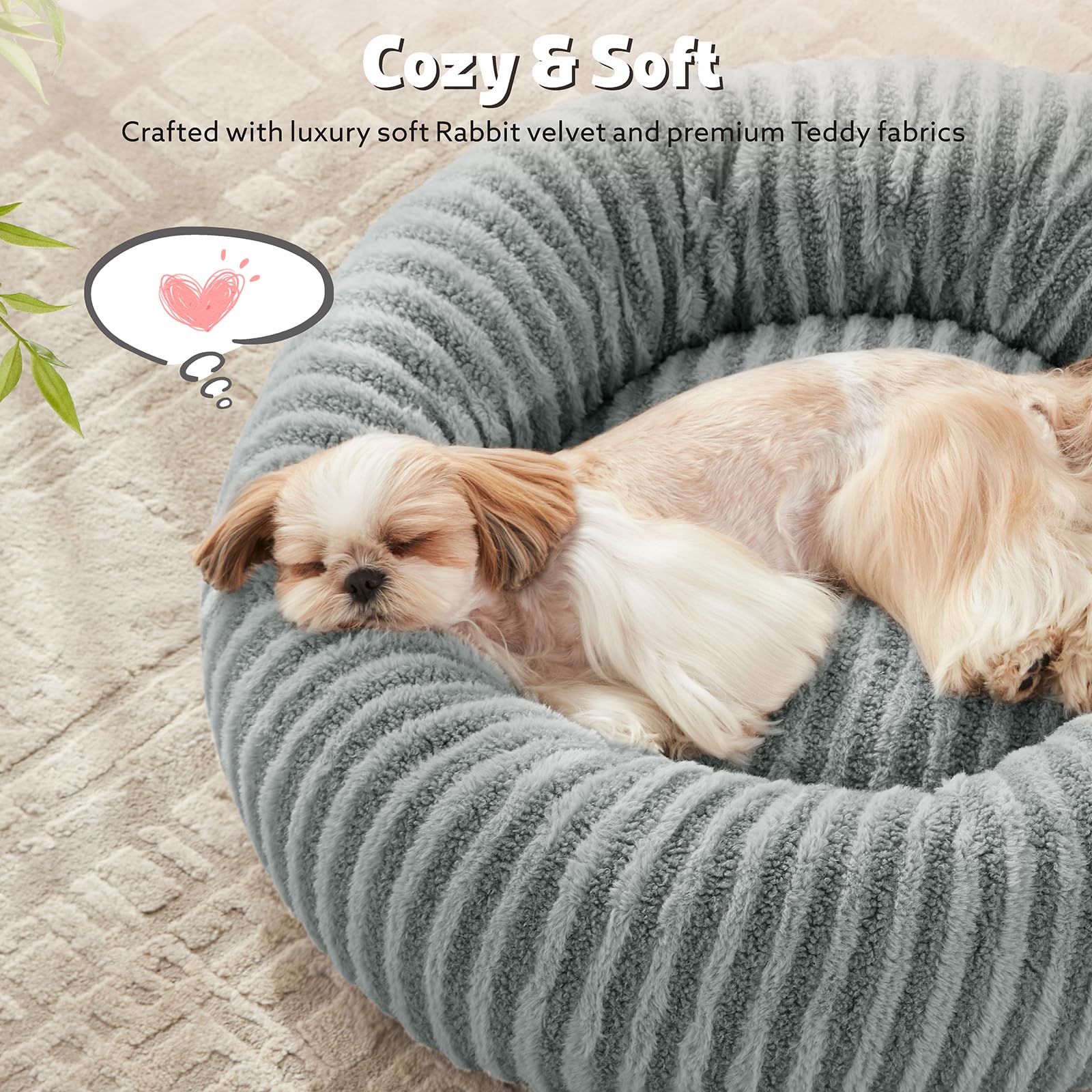 Pawk Medium Donut Dog Bed-Round Dog Cat Bed Fill Particle Memory Sponge&Cotton - Image 3