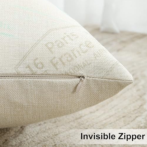 Miniatura 5 de Artscope Juego de 4 fundas de almohada impermeables de primavera de 18 x 18 pulgadas, patrón de flores e insectos de plantas, fundas de cojín