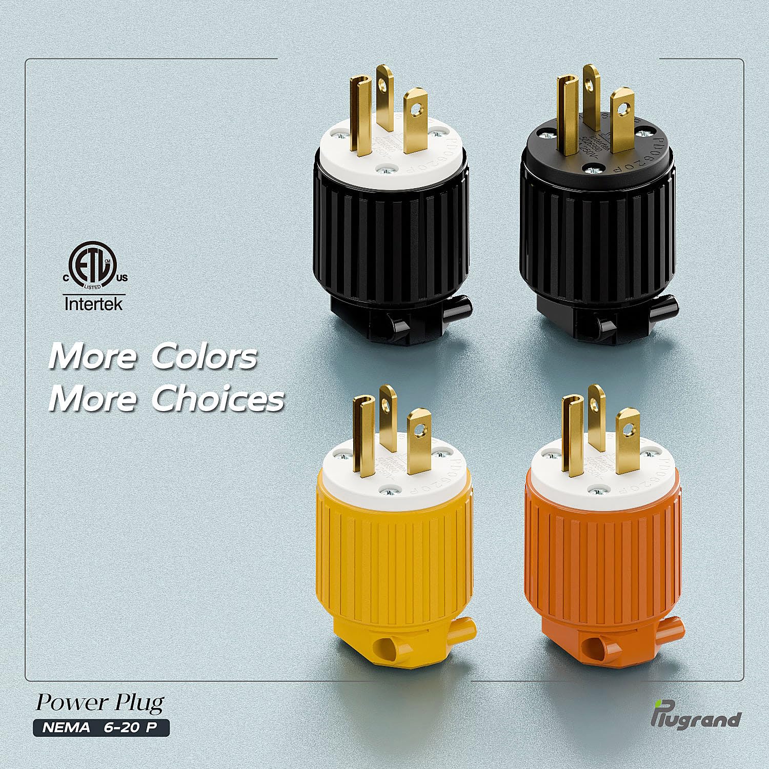(10PACK) NEMA 6-20P Male Plug, ETL Listed 20AMP/250VOLT,20A Straight DIY Male, USA/Canada 3-Prong Connector, 20A/250V Plug Household AC Industrial Grade Plugs Orange Color
