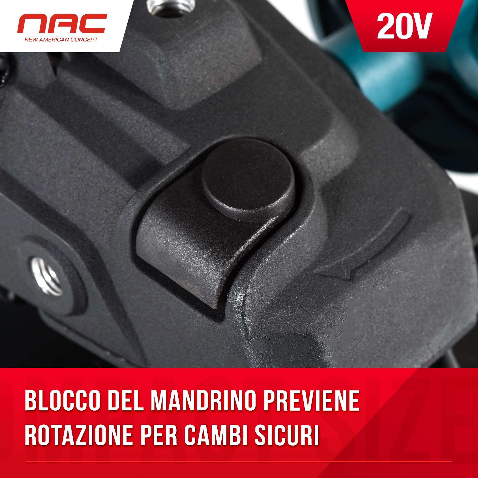 NAC NEW AMERICAN CONCEPT NAC, akumulatorowa szlifierka kątowa 20 V, akumulator 4 Ah, litowo-jonowy, tarcze 125 mm, prędkość obrotowa 10 000, osłona szyby, zielona