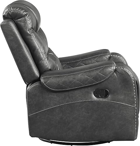 Miniatura 7 de Lexicon Derringer Wall Hugger Sofá reclinable doble manual, gris Gris,Marrón