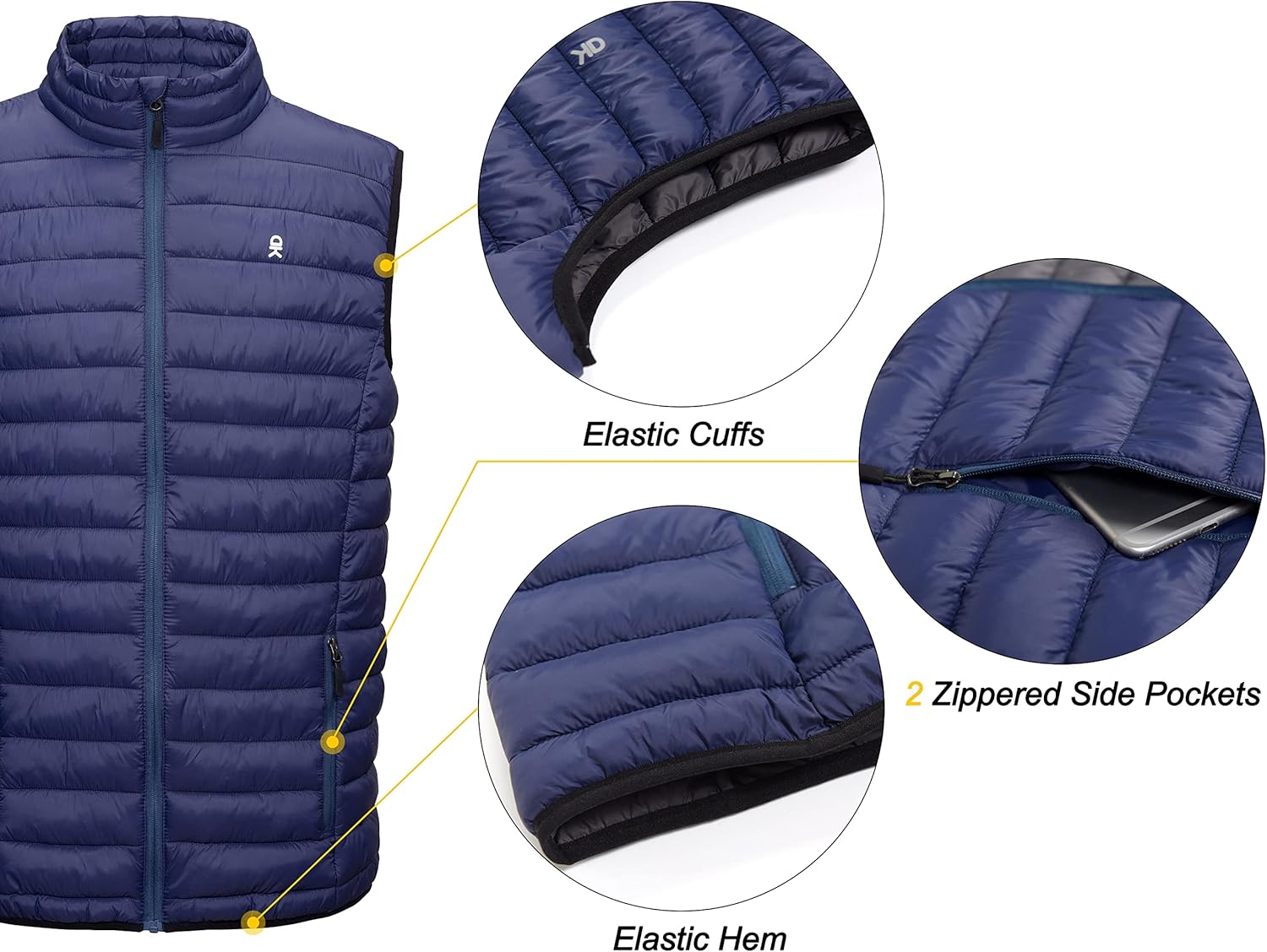 Little Donkey Andy Men's Lightweight Warm Puffer Vest Outdoor Sleeveless Jacket for Golf Hiking Casual Travel - Image 4