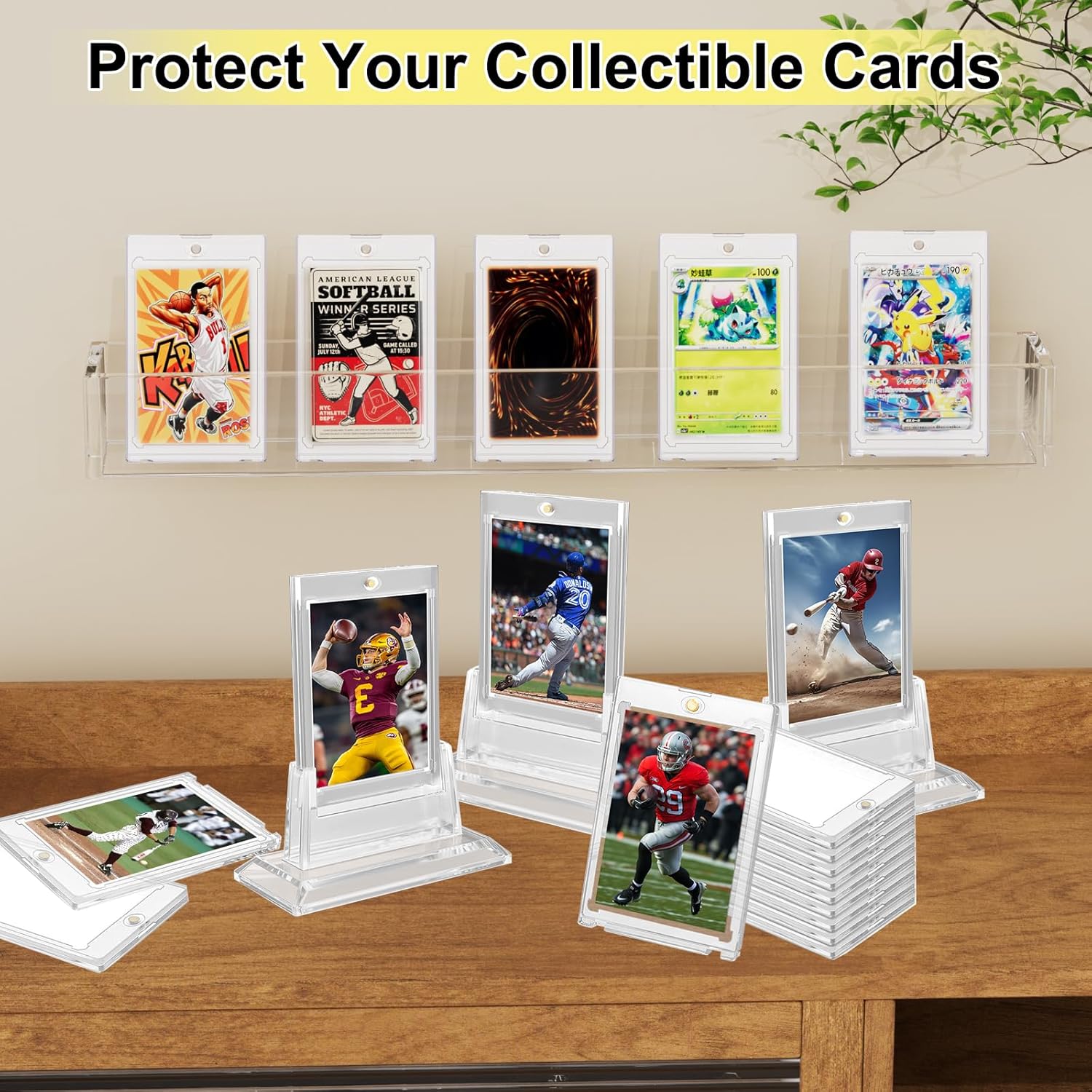 180 PT Magnetic Card Holder, 36ct One Magnetic Touch Card Holders for Trading Cards, U-V Thick Protection Sleeves Hard Plastic 180pt Cards Case for Baseball Football Basketball Sports Game