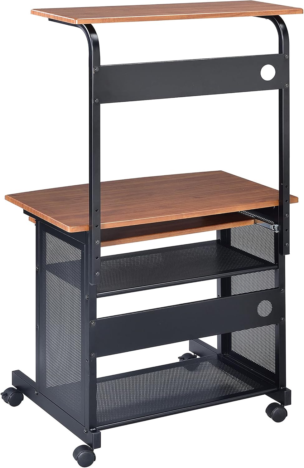 Suреr Dеаl Prоduсt Coaster Home Furnishings Space-Saving Mobile 32-Inch Office Computer Desk Workstation with Keyboard Drawer & Storage Shelves, Walnut / Black (7121), 20.75D x 31.5W x 55.75H