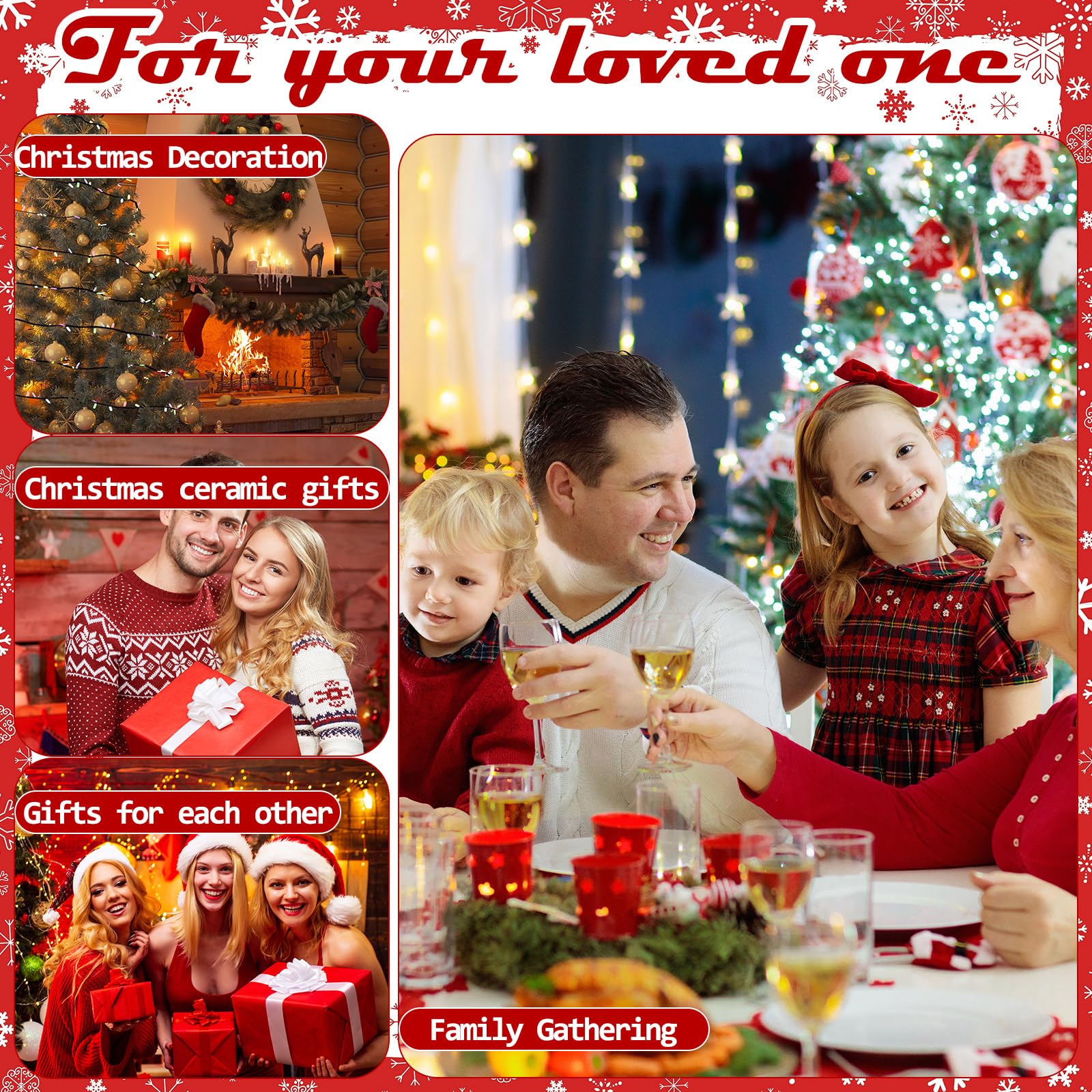 SiliFine 12-teiliges Weihnachtsgeschenk-Set für Gäste, kleine Keramik-Schüsseln, Großpackung, Geschenk-Set, 8,4 cm, Weihnachtsschneeflocke und Elch-Design, Mini-Dip-Schüssel, Saucenschale mit