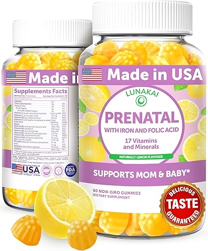 Miniatura 10 de Paquete de gomitas prenatales y de vitamina D3, sin OMG, sin gluten, sin jarabe de maíz, todos los suplementos naturales, 60 gomitas prenatales y 60