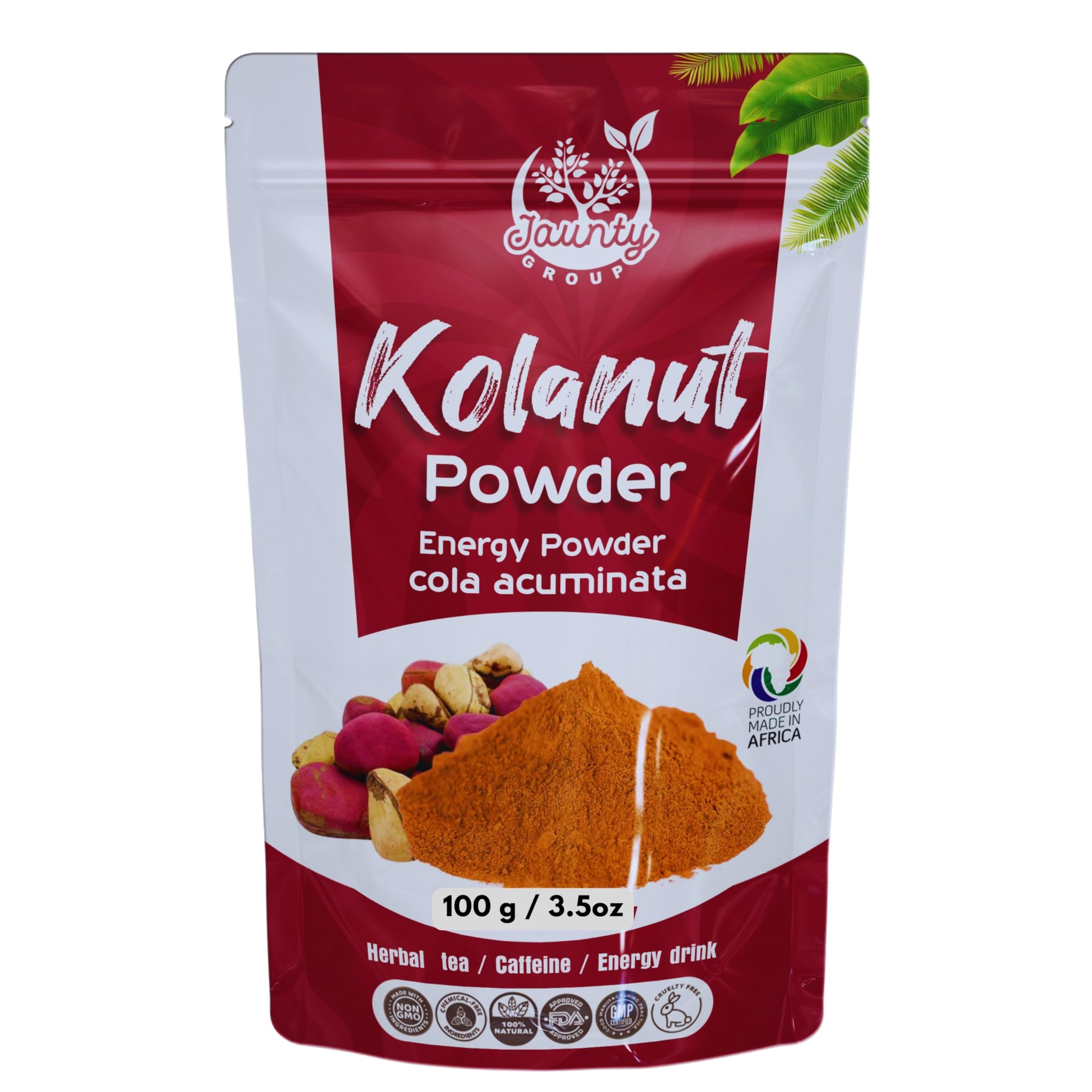 Kola Nut Powder: 100 Grams Organic | Natural Source of Caffeine for Plant-Based Energy Drinks, Smoothies | Caffeinated Beverages | Seasoning.