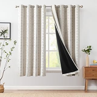 jinchan Boho Blackout Curtains 54 Inch Length for Bedroom