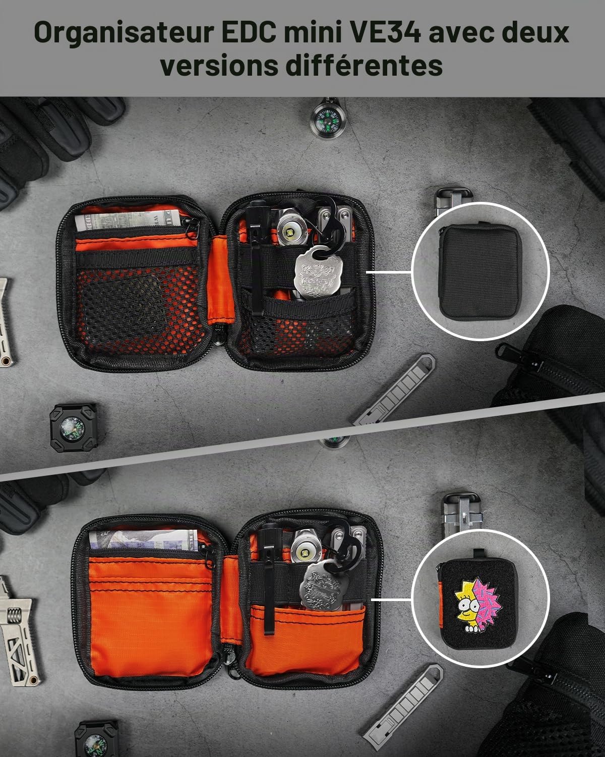 VIPERADE VE34 Mini Pochette EDC, Petite Sacoche pour Outils de Poche et multitools, Pochette EDC compacte Servant de Mini Portefeuille pour Homme