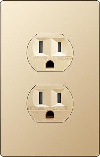 ENERLITES Elite Series Duplex Receptacle with Screwless Wall Plate, Residential Grade Duplex Outlet, Tamper-Resistant, Grounding, 15A 125V, UL Listed, 61580-TR-GDWP, Gold with Wall Plate