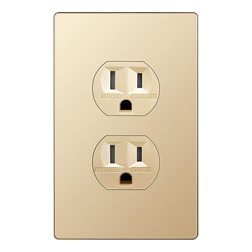 ENERLITES 61580-TR-GDWP - Receptáculo dúplex serie Elite con placa de pared sin tornillos, grado residencial, resistente a manipulaciones, 15 A 125