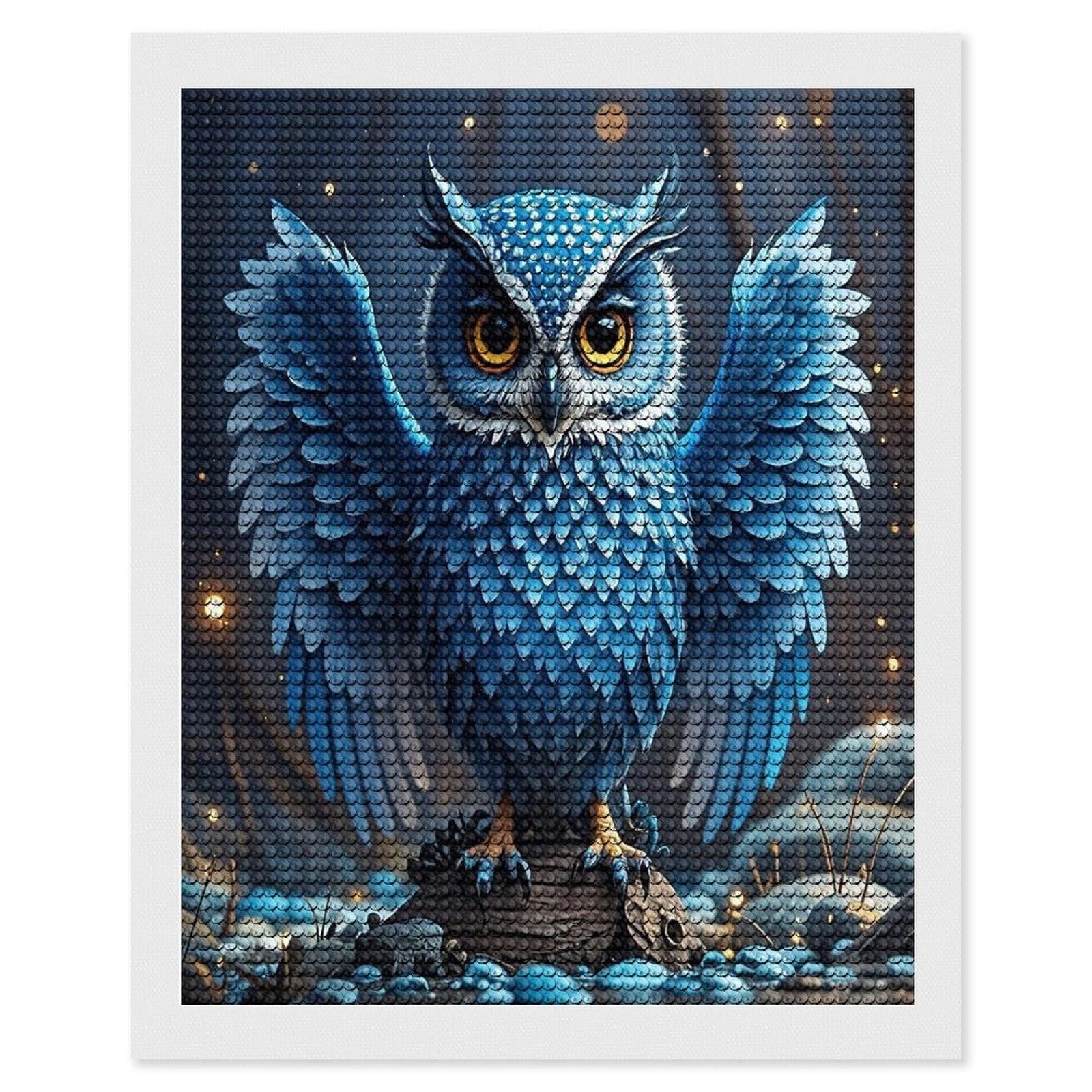 FekiLoot Blue Owl Diamond Painting Kits for Adults Round Paint with Diamonds Pictures Gem Art Painting Kits Personalized Diamond Art Full Drill for Beginners Home Wall Decor