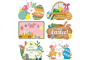 6PCS Easter Placemats Table Mats Plastic Easter Rabbit Eggs Placemats Set Easter...