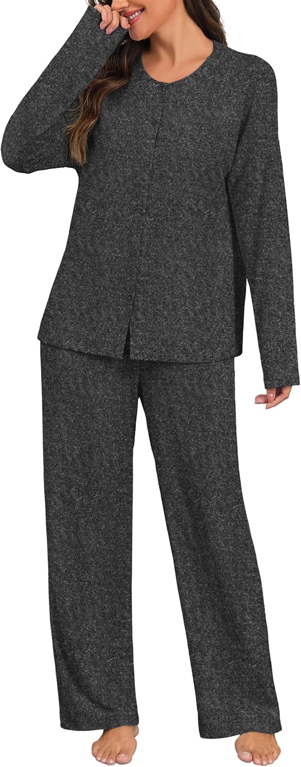 PrinStory Womens Pajama Set Long Sleeve Pajamas Button Down 2 Piece Pjs Sleepwear Soft Lounge Set with Pockets - Image 2