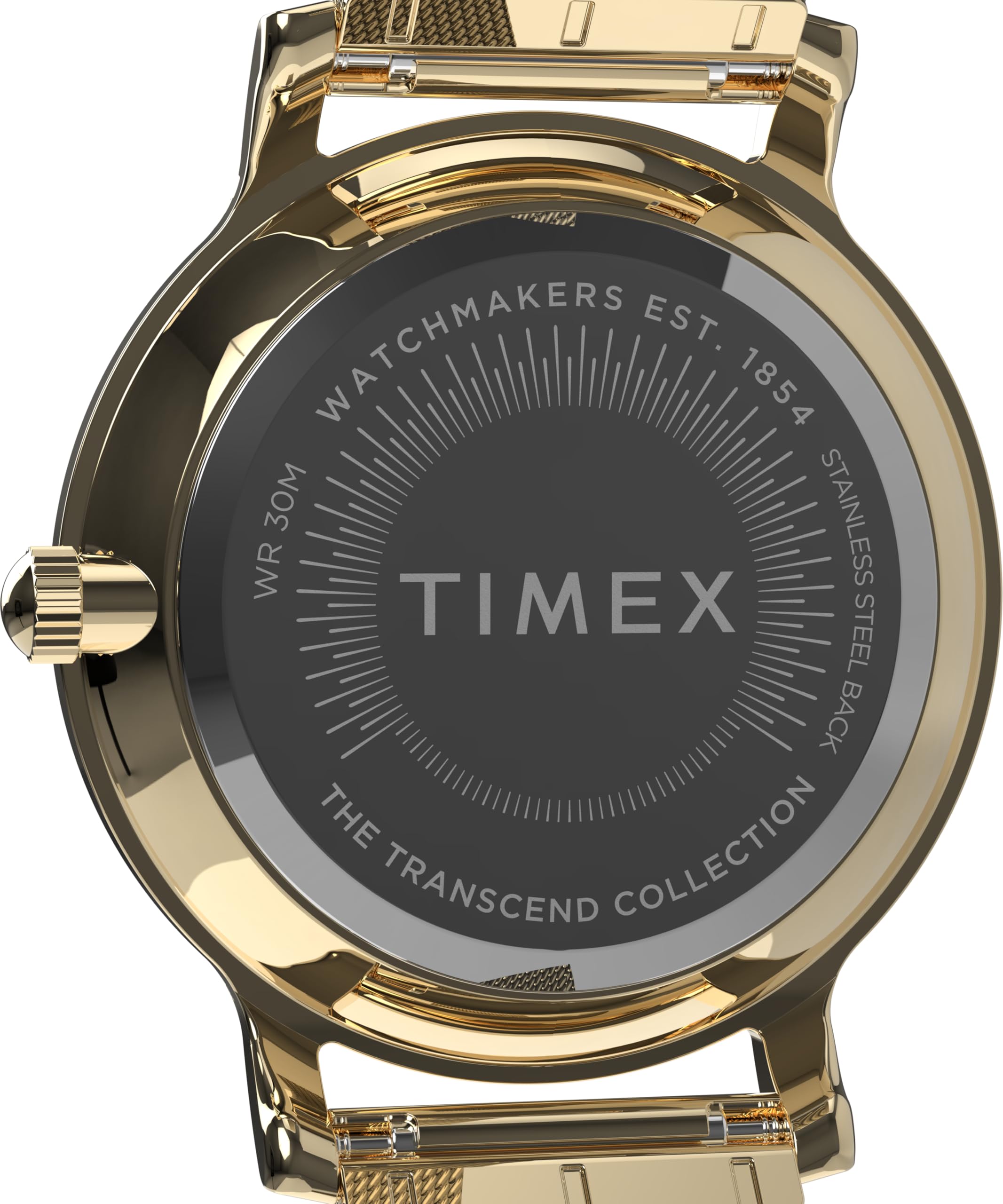 Timex Trend Damski zegarek 34 mm – bransoletka w złotym kolorze z szybkozłączką, czarna tarcza, koperta w złotym kolorze TW2Y07100