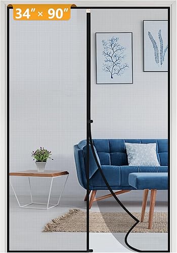 Miniatura 48 de Yotache - Puerta mosquitera magnética estrecha para puerta de 26 x 78 pulgadas, tamaño de malla de 28 x 79 pulgadas, malla de fibra de vidrio Negro