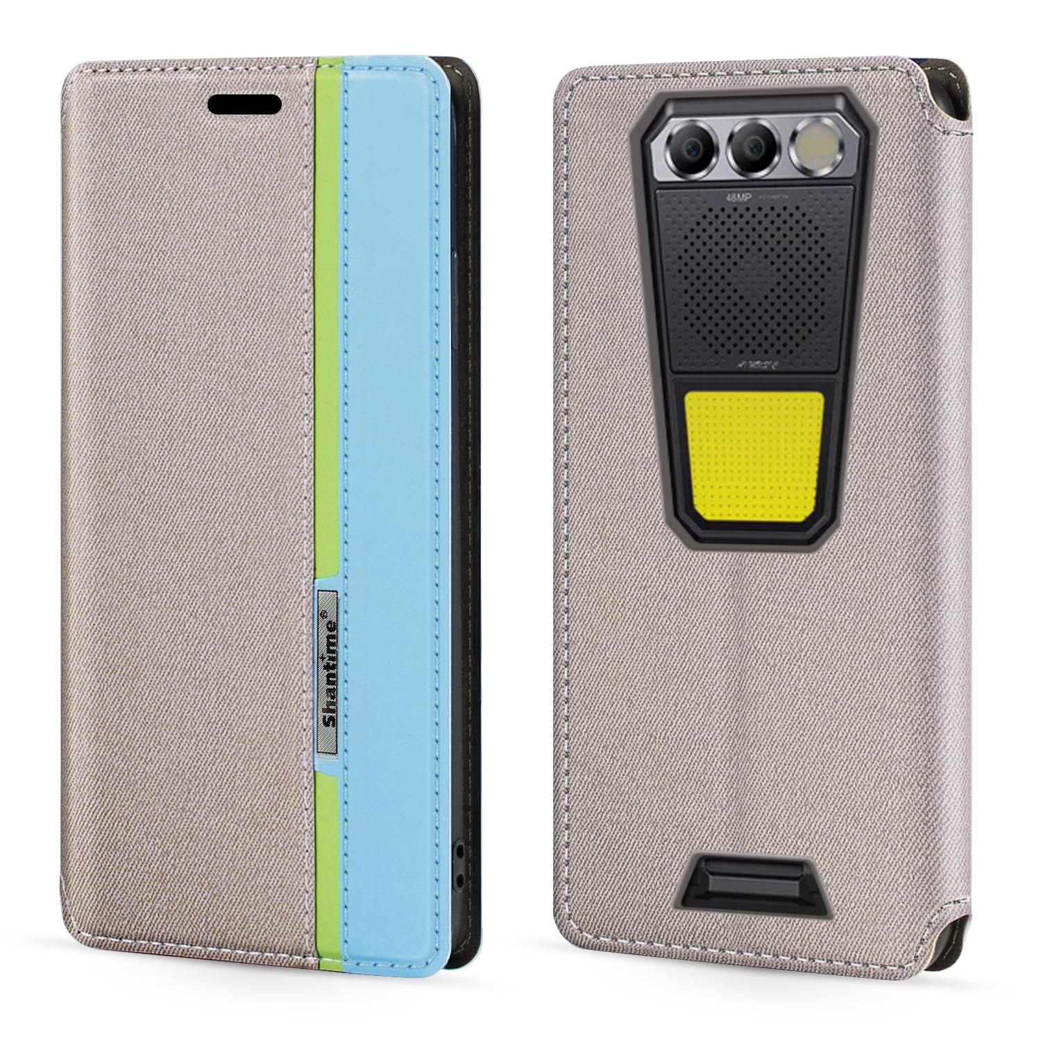 Colorblock Invisible Magnetic PU Leather Flip Case Compatible with Fossibot F106 Pro, Stylish Wallet Cover with Full Protection and Slim Design