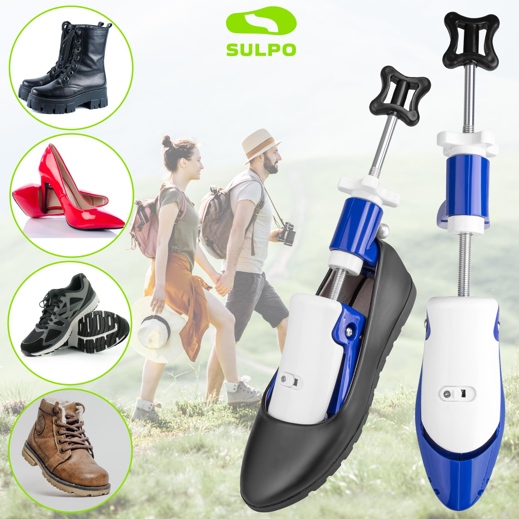 SULPO Tenditore per scarpe da uomo e da donna, regolabile in 4 vie, per una vestibilità perfetta