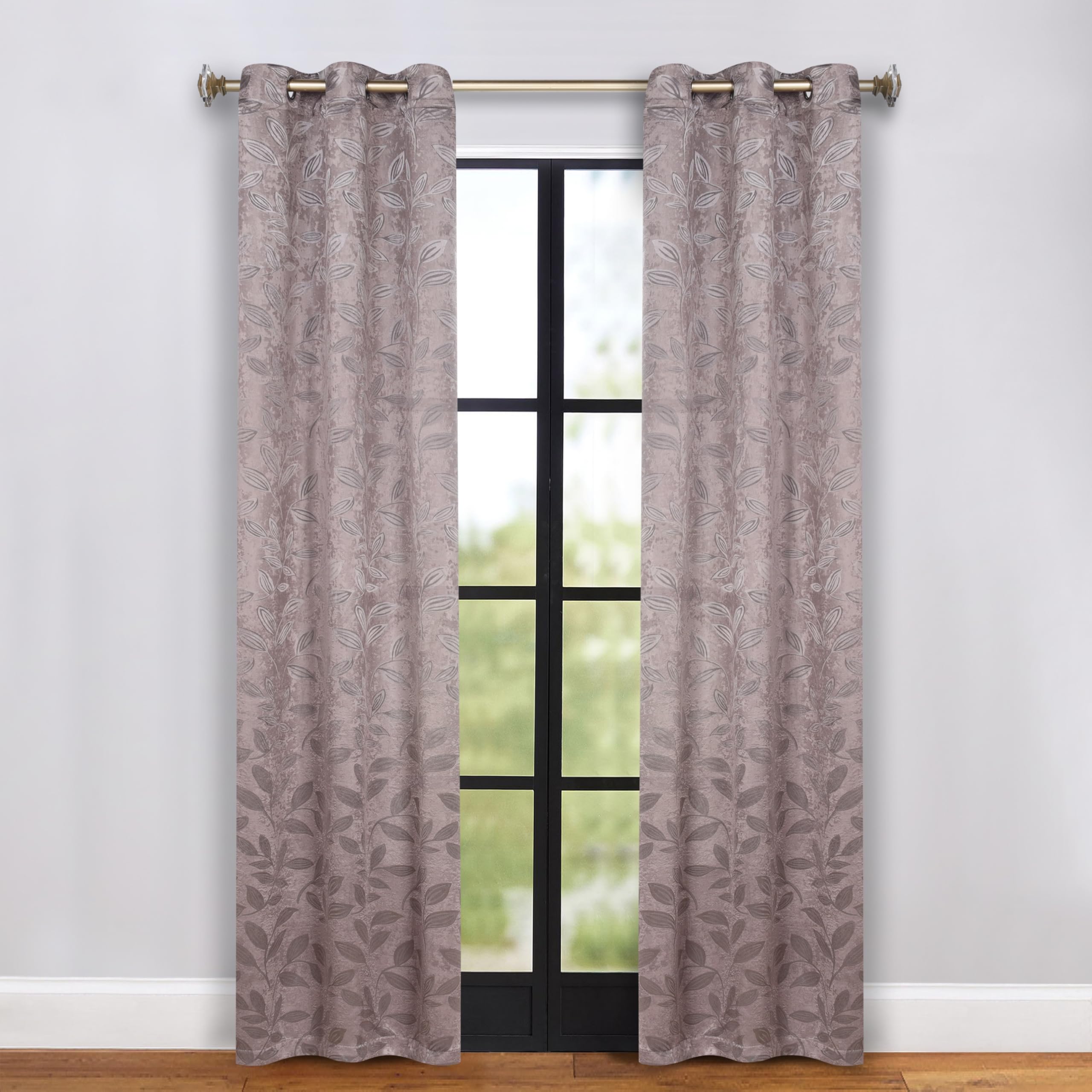 Superior Blackout Curtains, Room Darkening, Bedroom, Drapes, Kitchen, Living Room Window Accents, Sun Blocking, Thermal, 2 Pack, Leaves Blackout