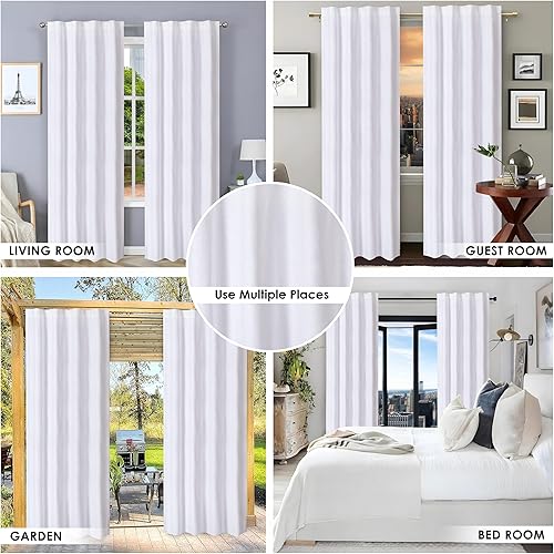 Miniatura 5 de HOMIDATE Cortinas largas blancas de 96 pulgadas, juego de 2 cortinas de algodón texturizado (50 x 96 pulgadas), Acción de Gracias y elegancia