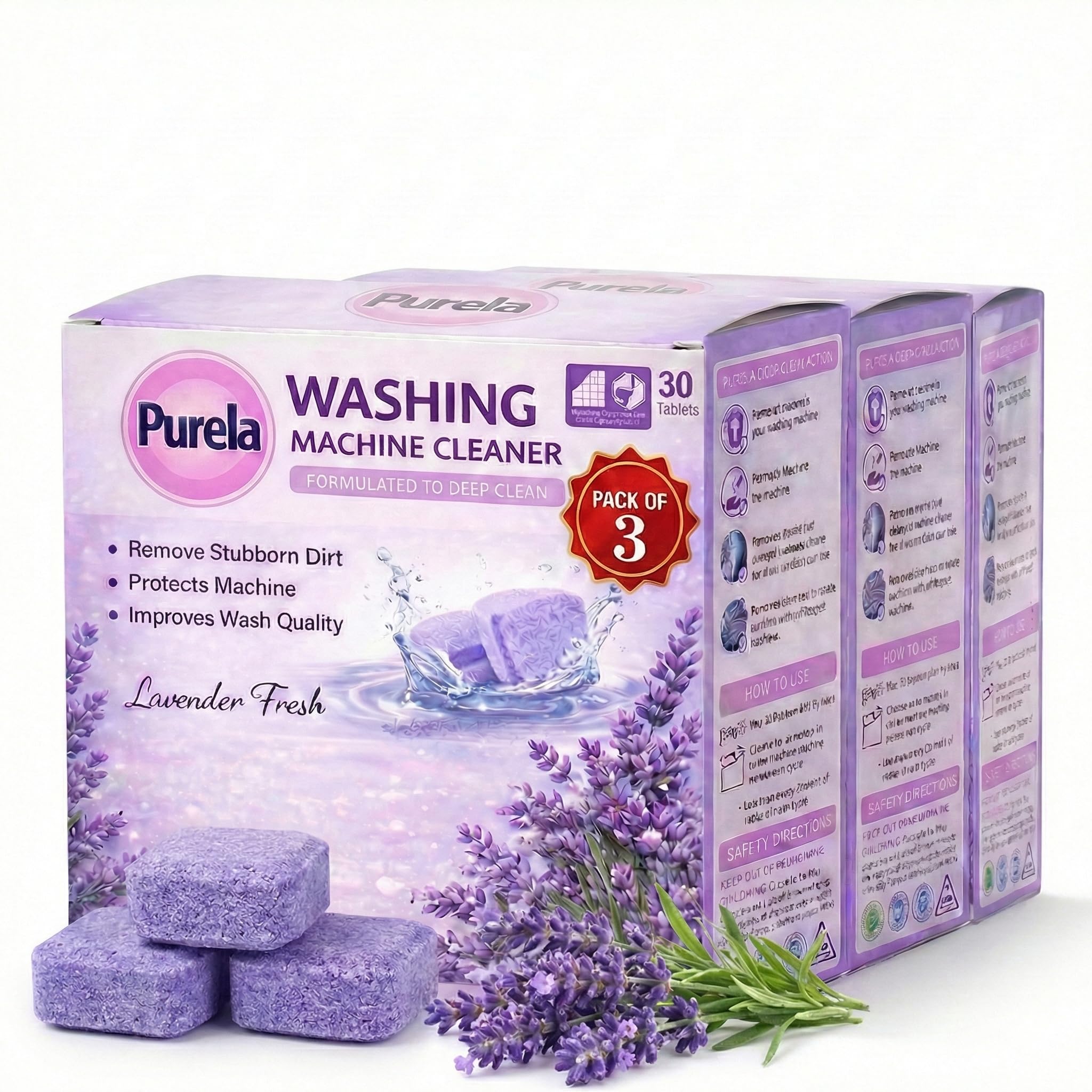 Purela Washing Machine Cleaner Tablets – 90 Effervescent Tablets for Front & Top Load Washing Machines – Helps Reduce Odor, Residue & Scale Buildup-image-25