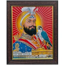 Sri Guru Gobnd Singh Ji Photo Frame | Premium Wooden Look | Sikh Religious Wall Hanging for Home Elegant Wooden Finish Sikh Spiritual Wall Decor for Home & Office.