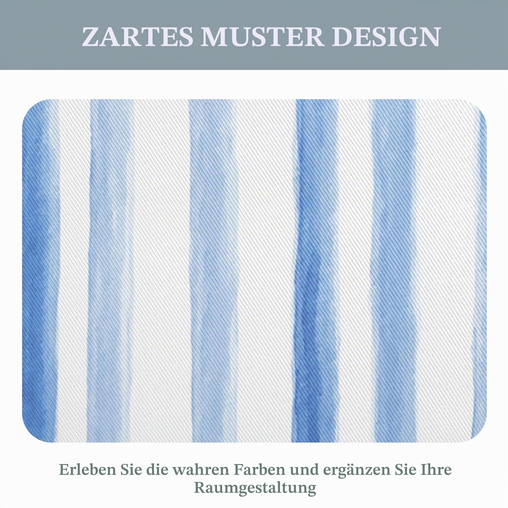 Generisch Blickdichte Vorhänge Vertikal Gestreift Muster, H 245 x B 140 2er Set - Blau Weiß Streifen Fenster Gardinen mit Ösen, 245 cm Lang Curtains Wohnzimmer Schlafzimmer Deko YS233
