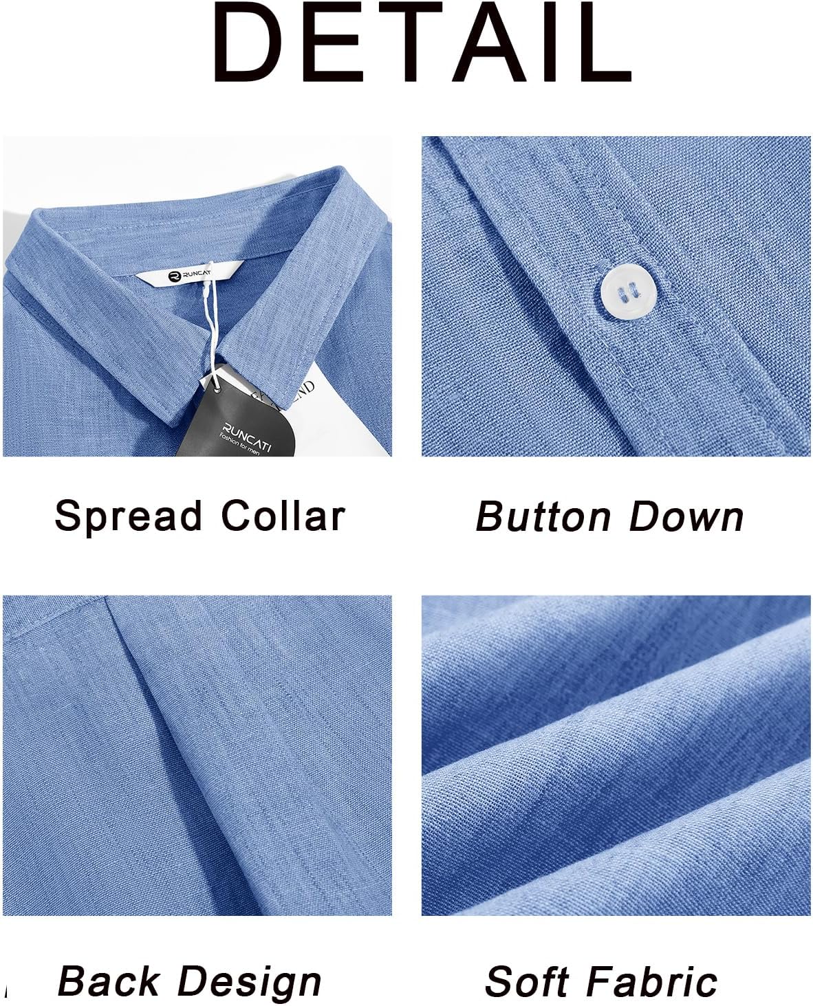 Runcati Mens Linen Button Down Shirts Casual Short Sleeve Shirt Summer Beach Wedding Tops with Pocket - Image 6