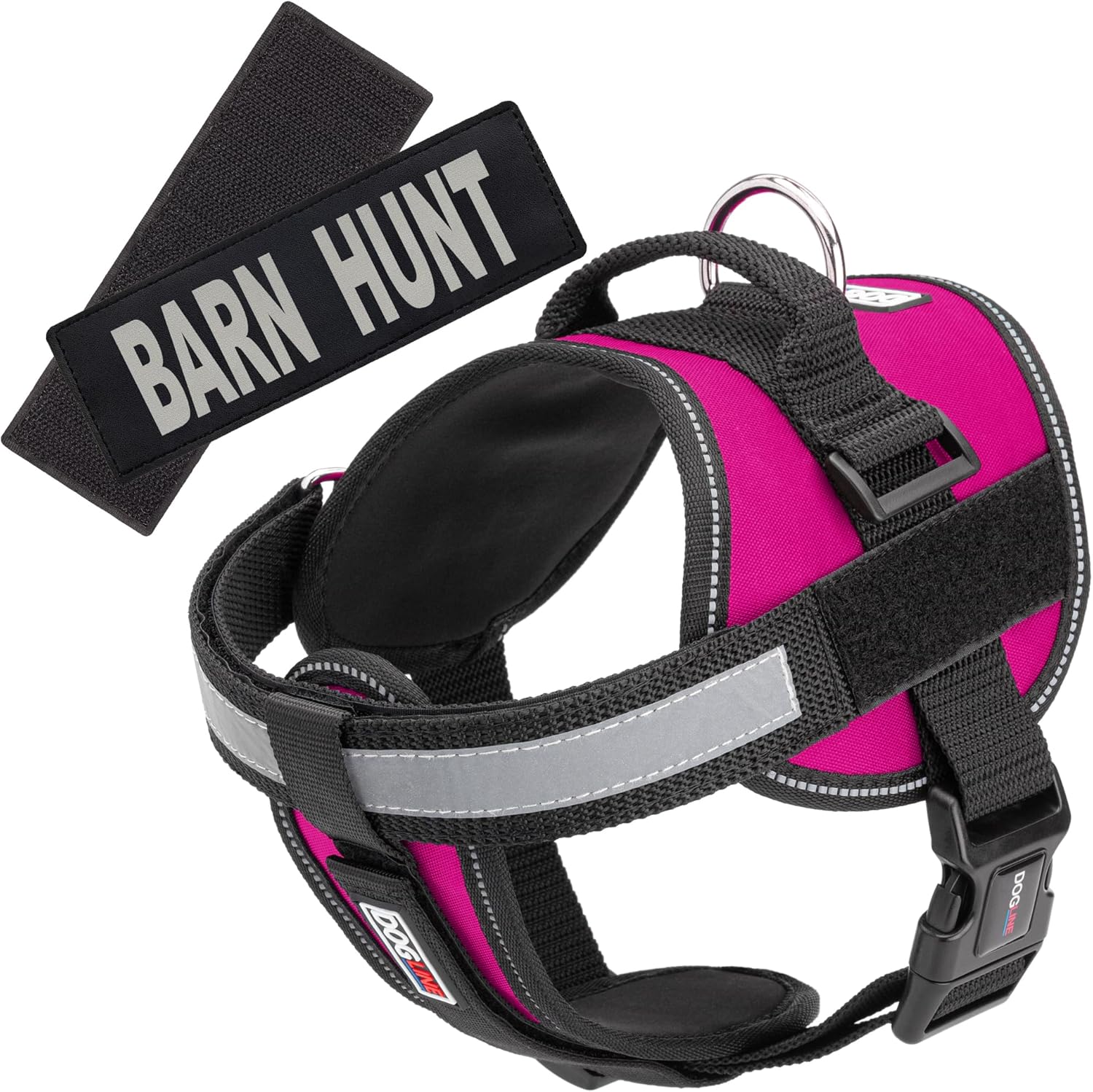 Dogline Vest Harness for Dogs and 2 Removable Barn Hunt Patches, Small/18 to 25", Pink