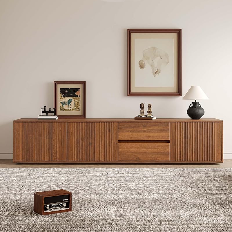 79" Mid-Century Entertainment Center Console, Modern TV Stand with Storage