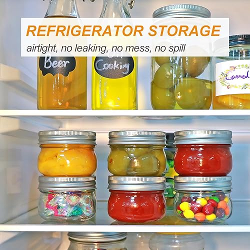 Miniatura 6 de COMUDOT Paquete de 40 tarros Mason de 4 onzas, tarros de almacenamiento de alimentos con tapas de metal de tipo dividido, tarros de vidrio para