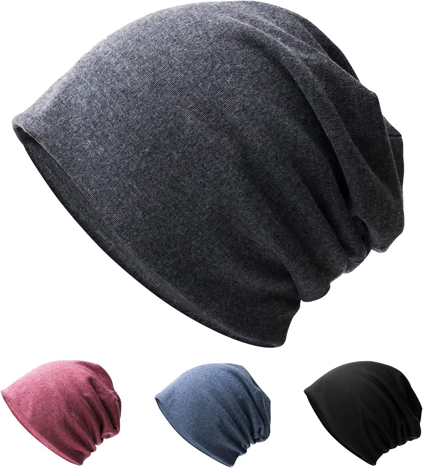 Unisex Slouch Beanie Hat Jersey Beanie Skull Cap Classic Baggy Hat Lightweight and Soft Knitted Cotton Hat Headwear for Men Women