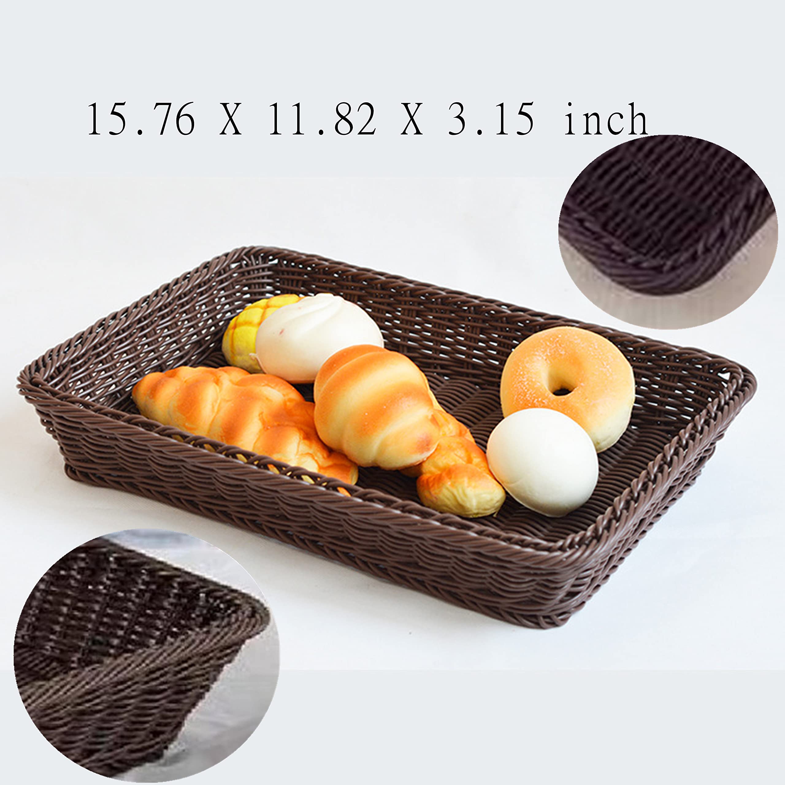 3 Cestini Vimini Per Pane - 15.7 Pollici, Rettangolari, Per Servire E Conservare - Foto 10