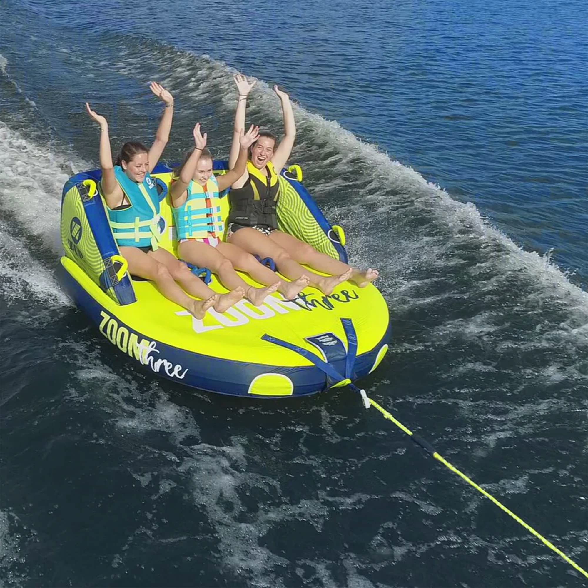 ZUP 1-4 Person Braided Tube Rope with Rope Keeper, 60' Long Tow Rope for Tubes, Water Sports, and Inflatables, 5/8