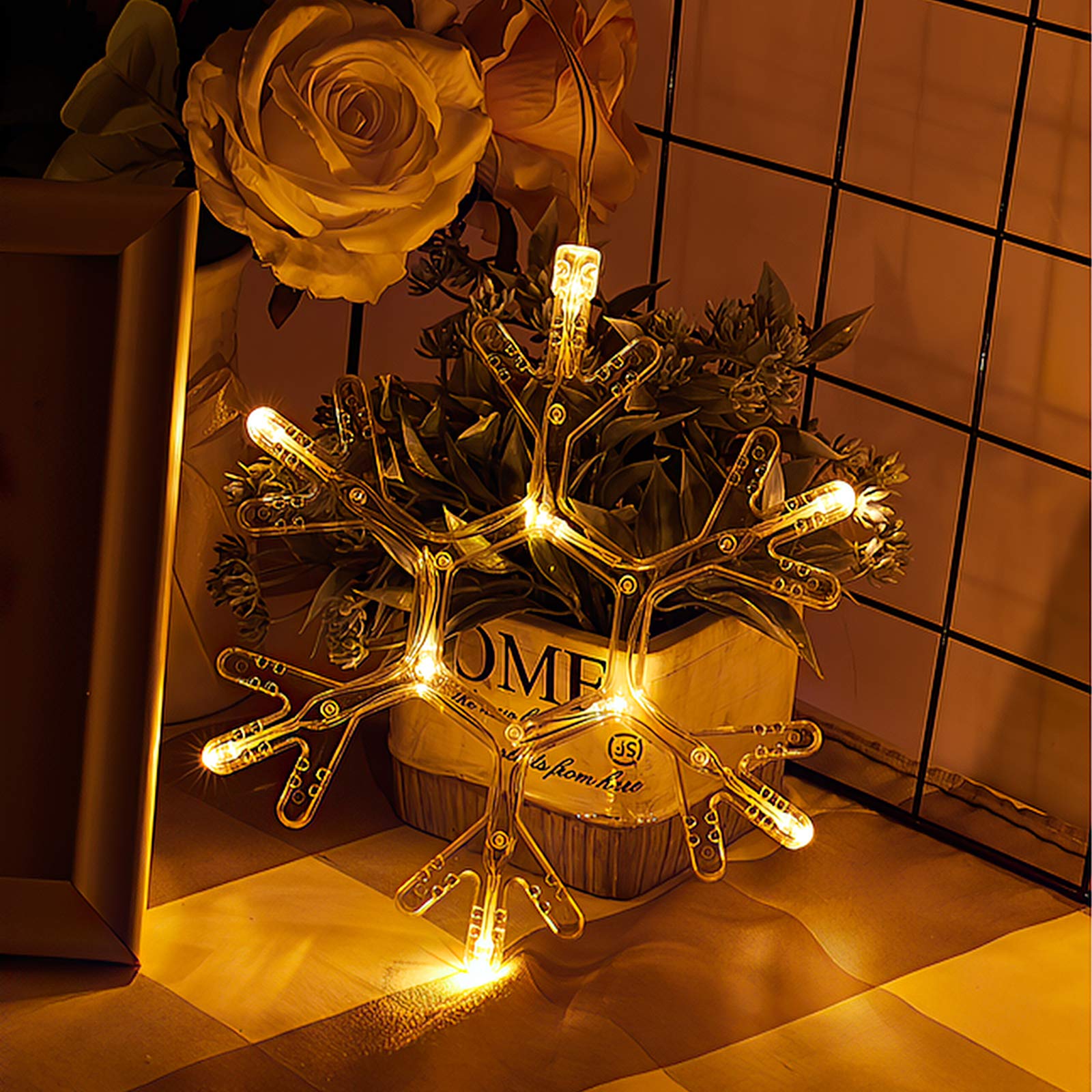 Amazon.co.jp: Areskey Christmas Lights Snowflake Motif