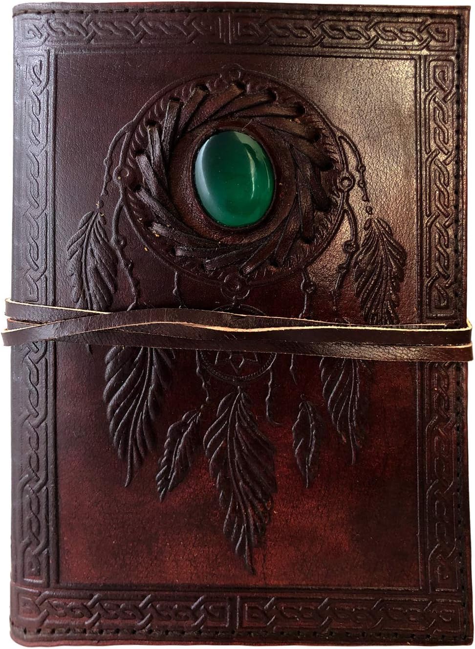 Dream Catcher with Sea Green Embossed Leather Journal and Personal Diary/Organizer/Travel Companion (5 x 7) (Brown))