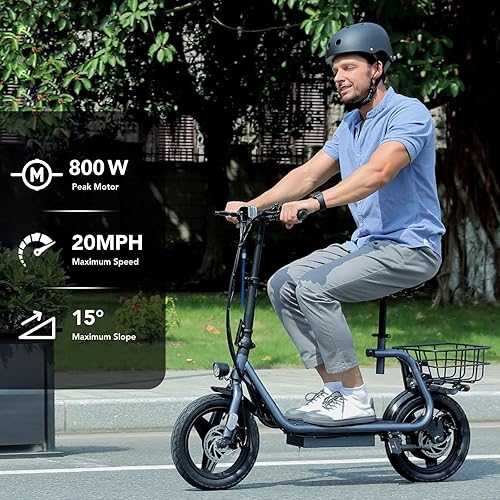 Miniatura 2 de Caroma Peak 500W800W1200W Electric Scooter with Seat,14" Fat Tire Electric Scooter for Adults,30 Miles Range&20MPH Max Speed,E Scooter 300 LBS Max