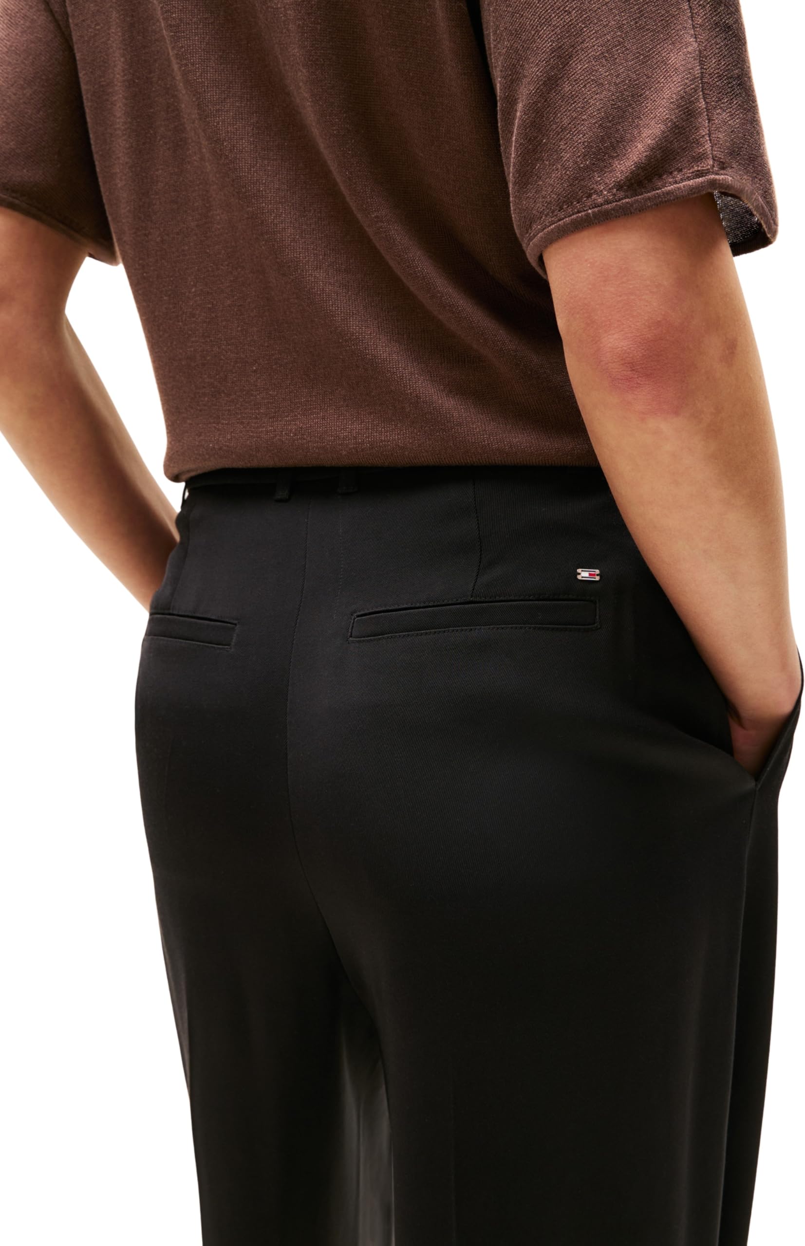 Tommy Hilfiger Pantalón de Tela Mujer Twill Straight Pants Relaxed Fit