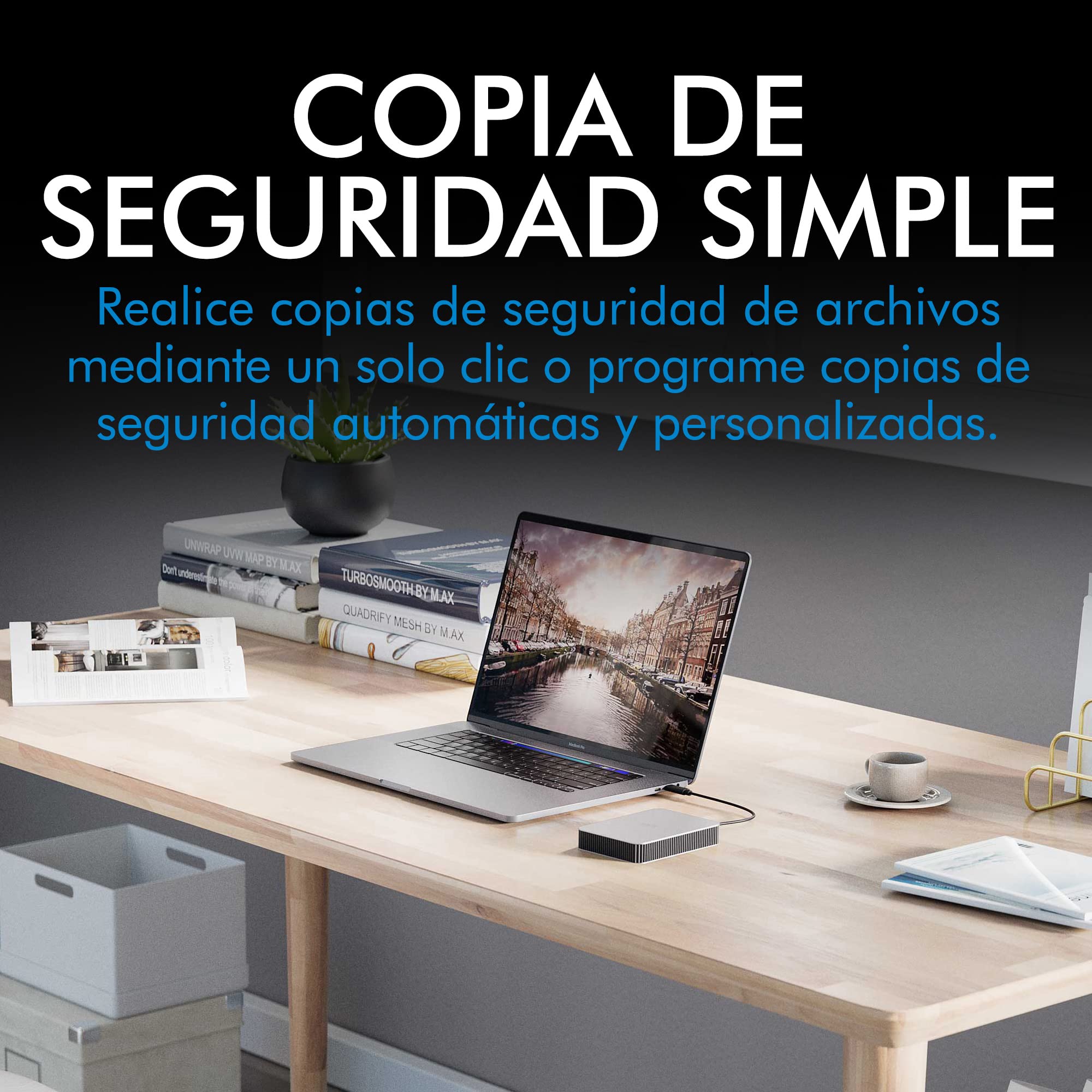 LaCie Mobile Drive V2 1TB — diseño fino, USB‑C Disco duro externo portátil 2,5", Moon Silver, para Mac y Windows — incluye Rescue Data Recovery