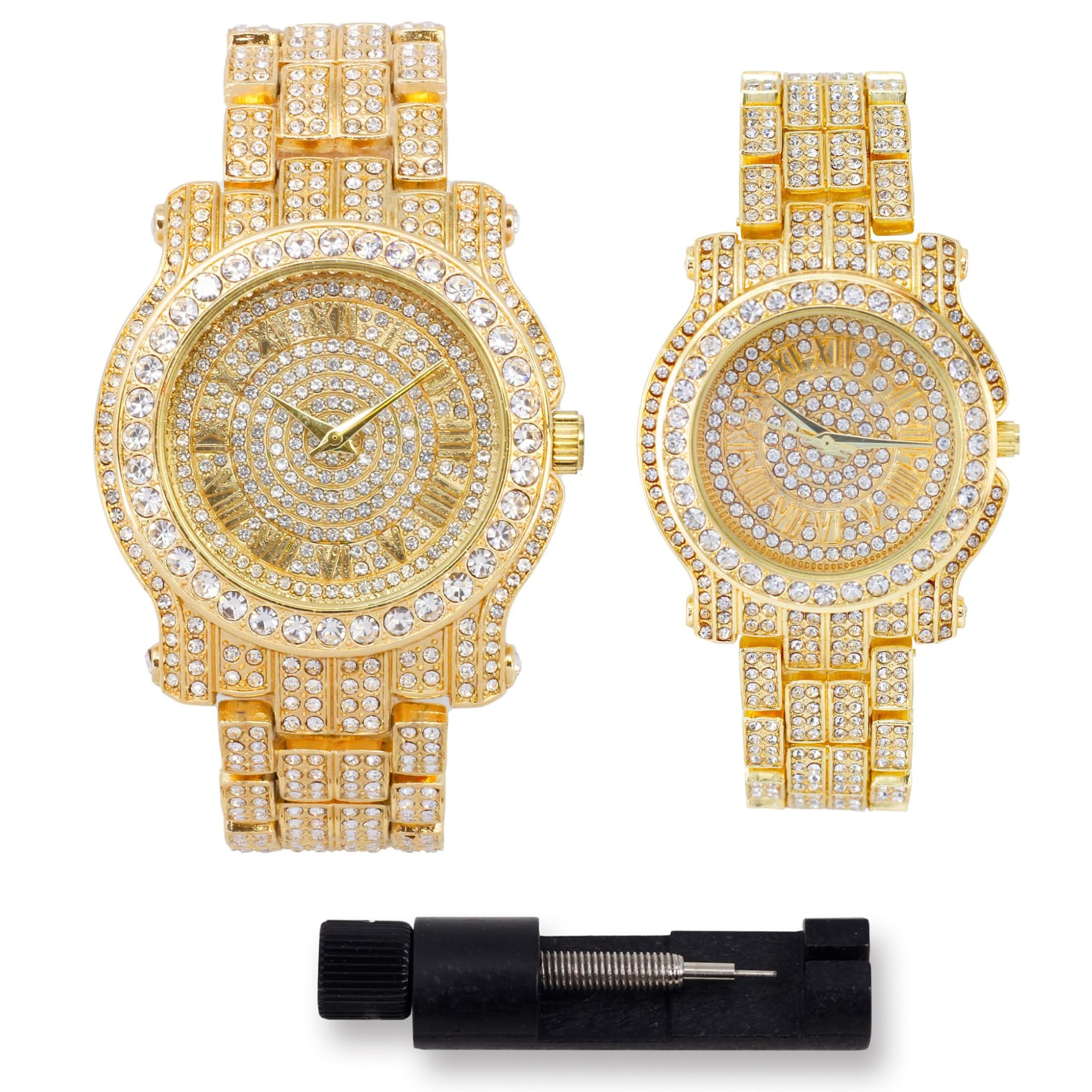 Techno Pave Orologio e bracciale da uomo con quadrante romano ghiacciato da 45 mm