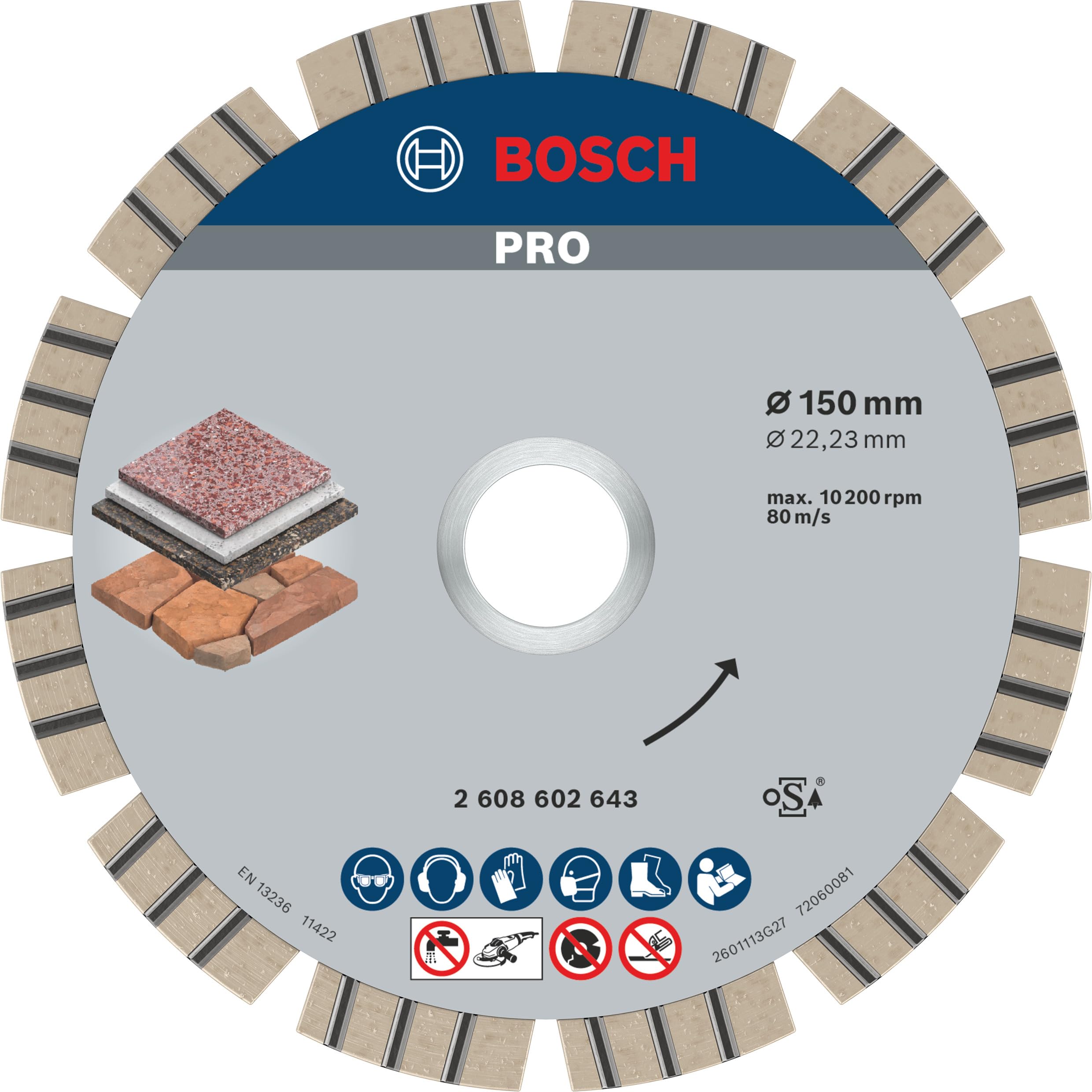 Bosch elmas kesme diski Stone, 150 x 22,23 X 2,4 X 12 mm, 2608602643 için en iyisi
