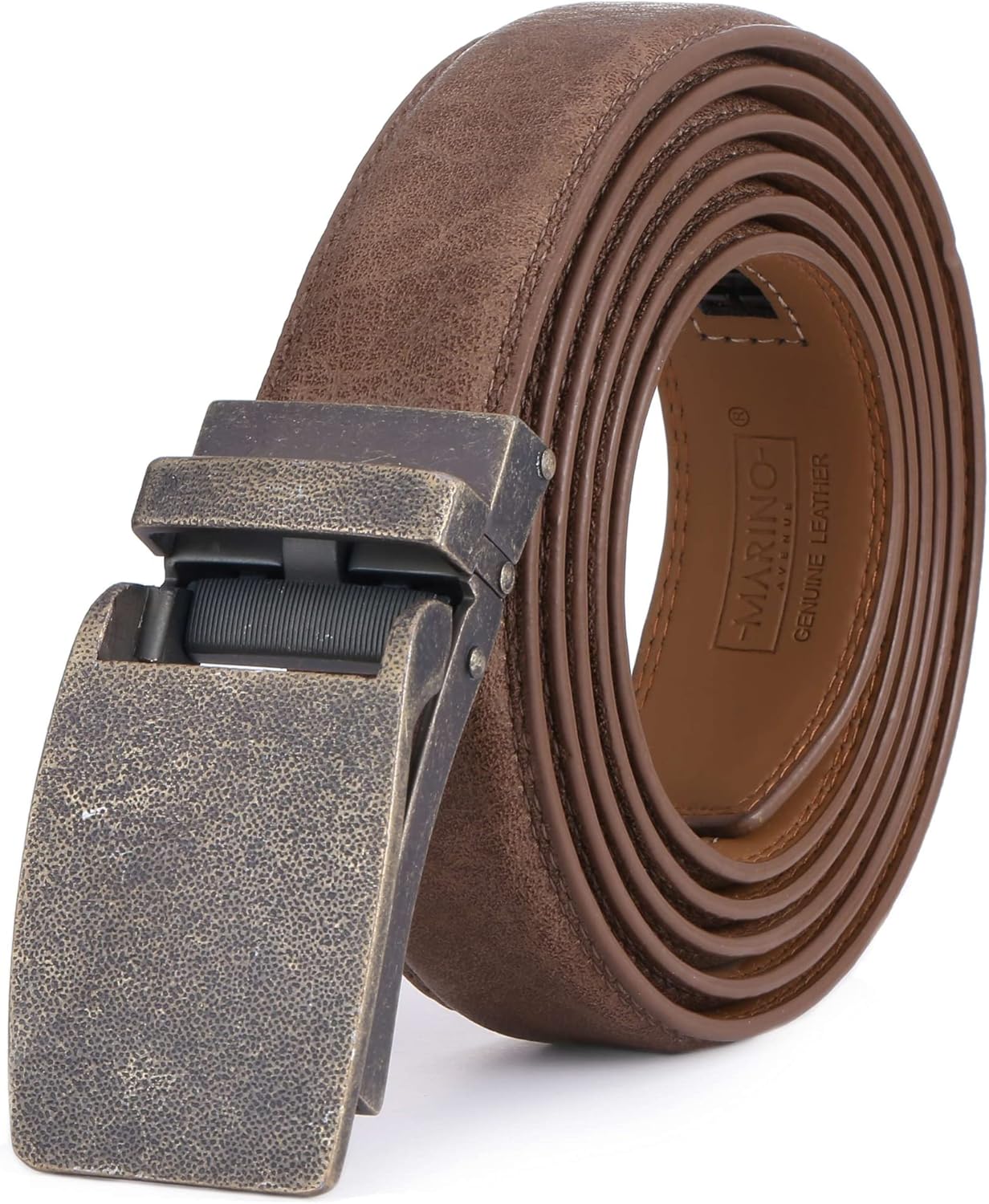 Marino Avenue Men's Ratchet Leather Belt - Adjustable Dress Belt with 38 Click Closures for Perfect Custom Fit