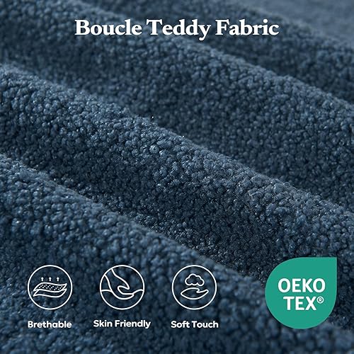 Miniatura 6 de Sofá individual de 40 pulgadas para adultos, sofá tapizado con almohada, sofá Teddy Boucle para dormitorio, sala de estar, no requiere montaje