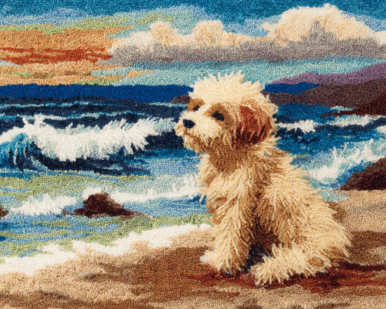 AMBATTERY Carpet Latch Hook Kit Dogs on the Beach 60x40cm