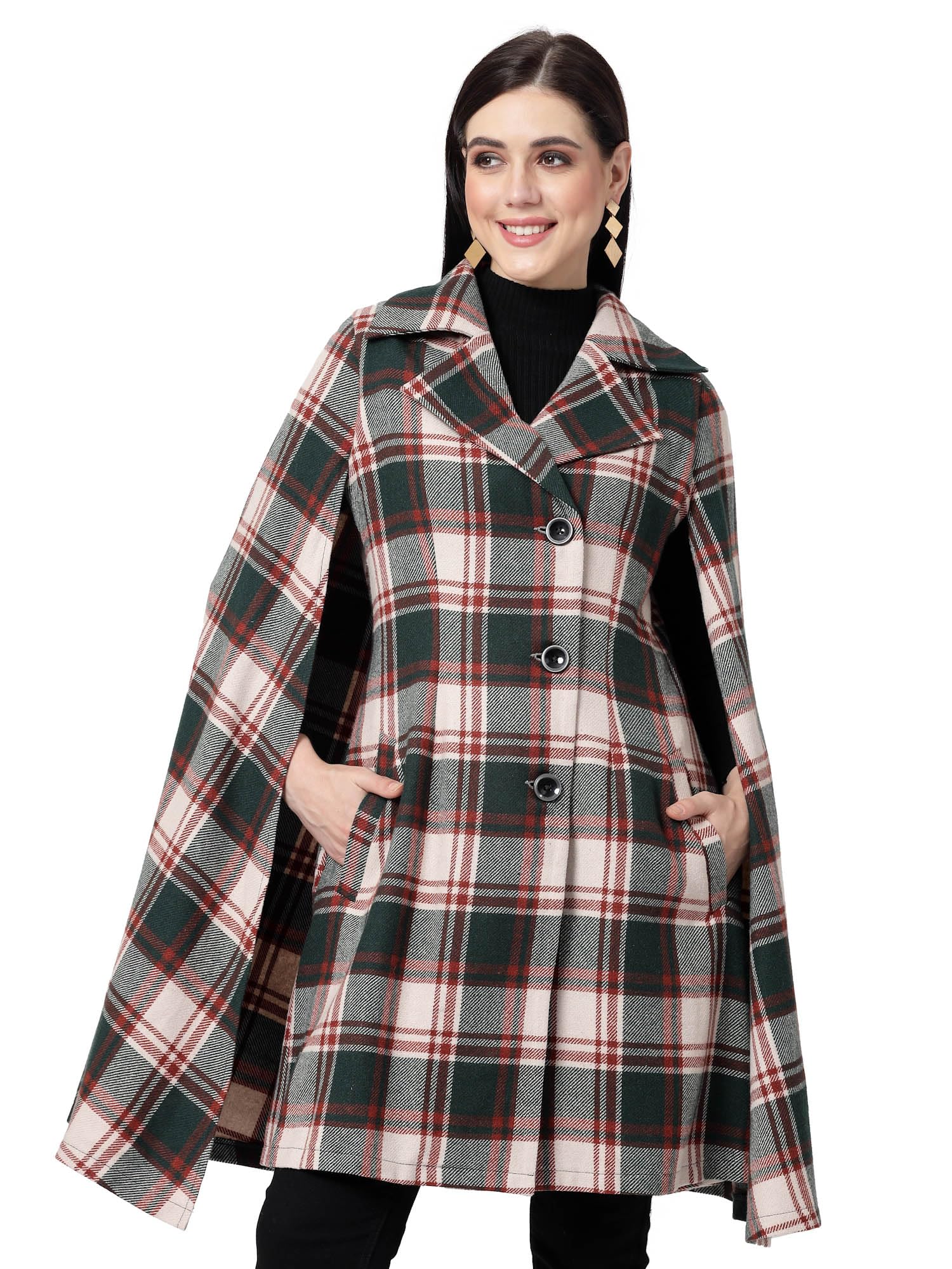 owncraft women green check cape-picture-34