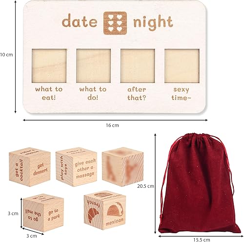 Miniatura 5 de Ideas de dados para la noche de citas toma de decisiones para parejas, regalos románticos de madera de lujo para él, su novio, novia, esposa,
