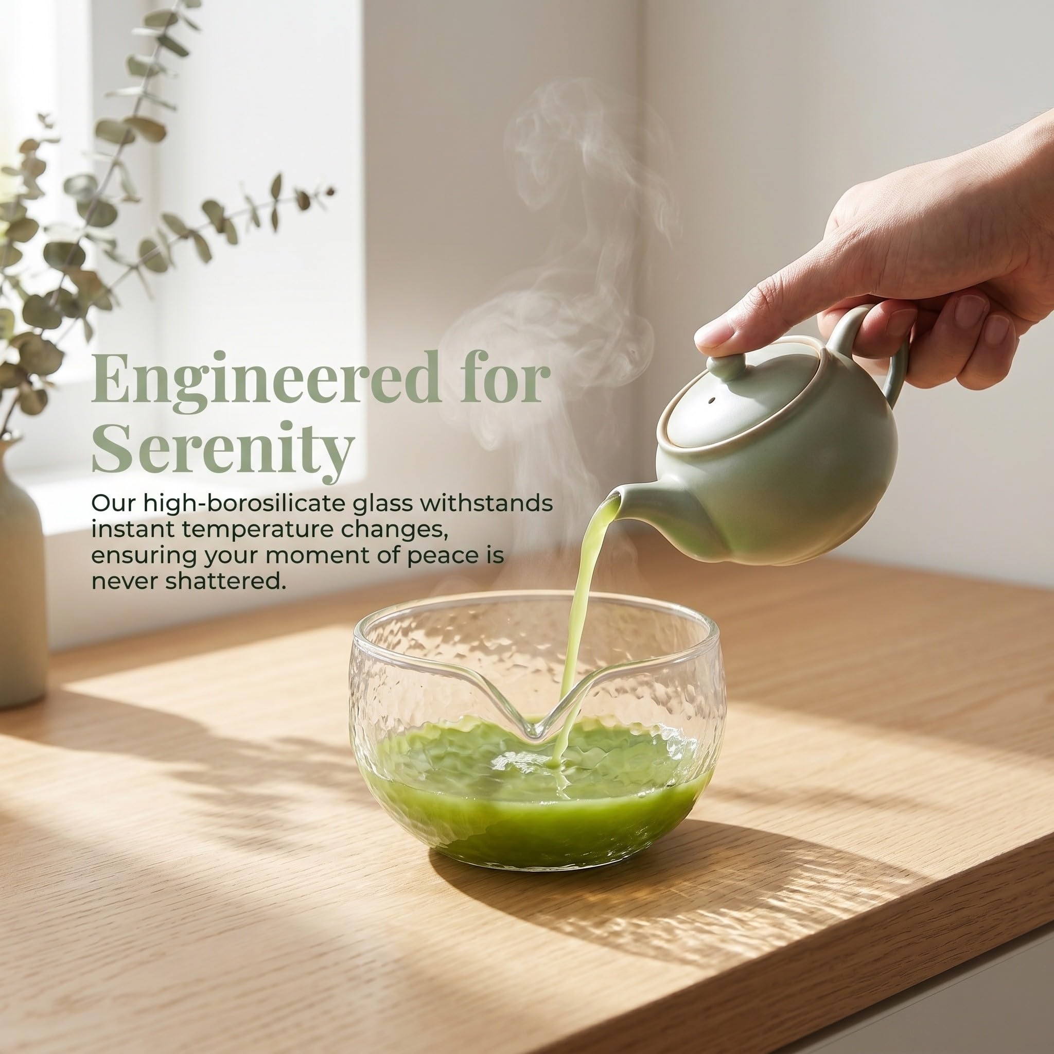 Operitacx 2 cuencos de vidrio texturizado para matcha - Chawan de vidrio borosilicato transparente de 500 ml con boquilla para verter - Cuenco de ceremonia del té de estilo japonés para uso en