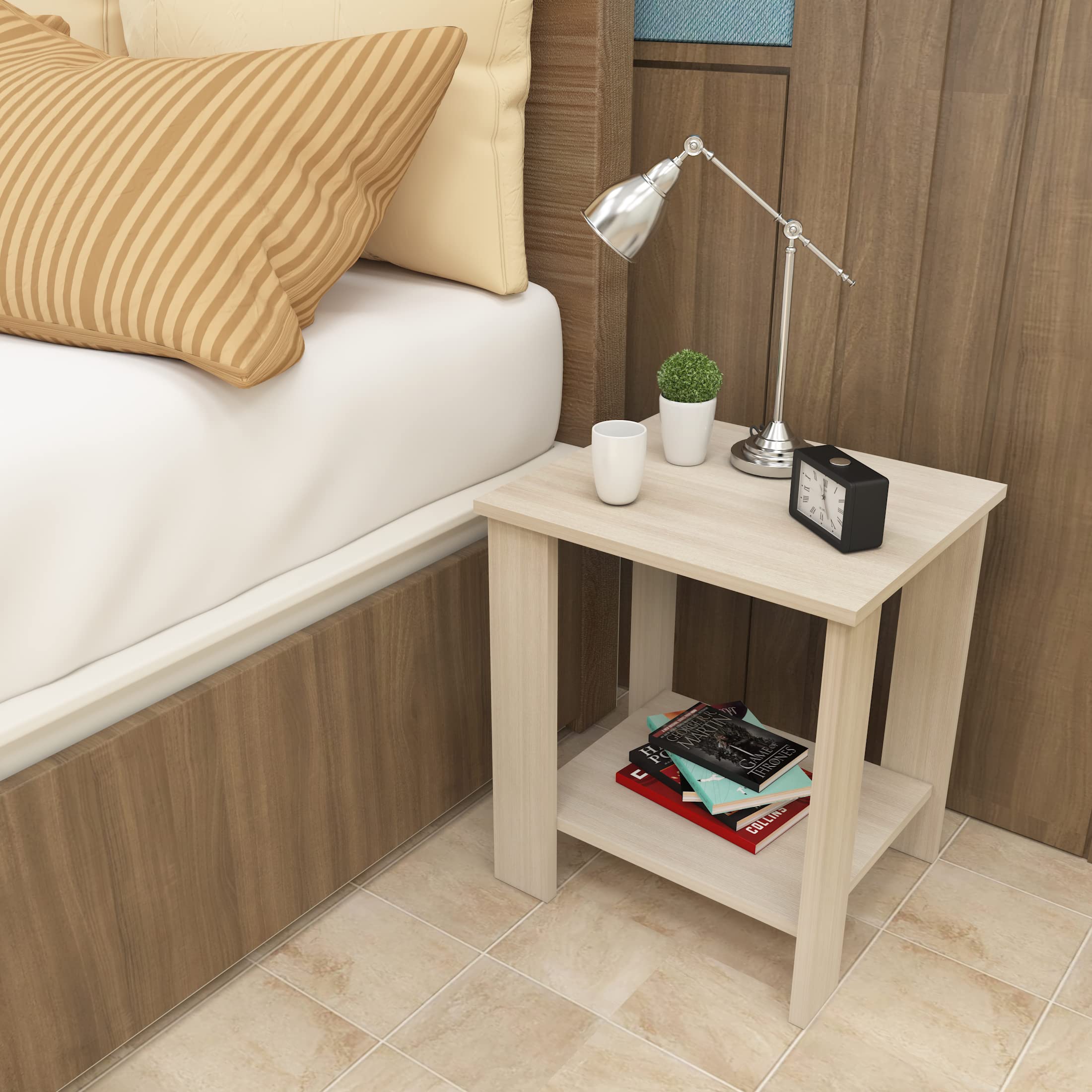 Decor Master Wooden Center Table, End & Sofa Side Table, Bed Side Table, Corner Coffee Table with Solid Finish, Furniture with Storage for Living Room, Bed Room, Balcony for Home (White)