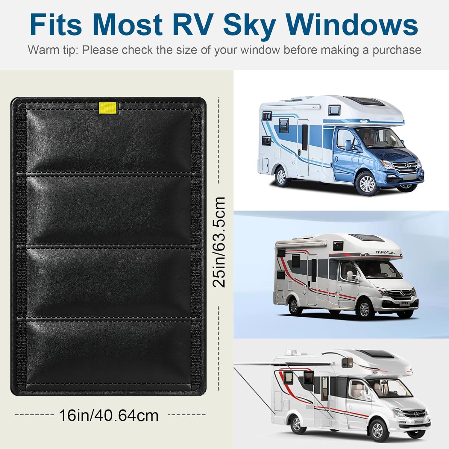 RV Door Window Shade Cover 25" (L) x 16" (W), Foldable Hook&Loop Design, RV Blackout Window Cover with UV Protection, Waterproof Fabric, Reflective