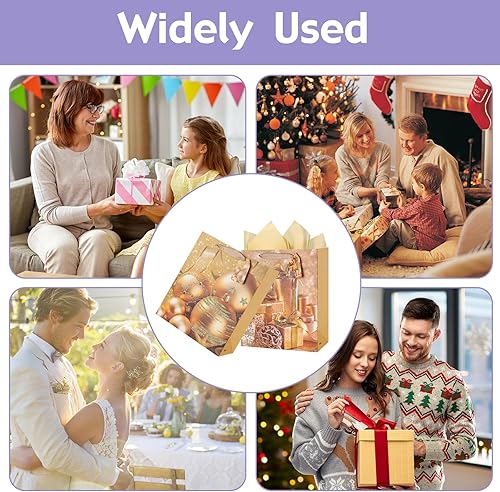 Miniatura 7 de lilymelon Bolsas de regalo de tamaño mediano con papel de seda para fiestas, bodas, baby shower, Navidad, cumpleaños, 7 x 4 x 9 pulgadas